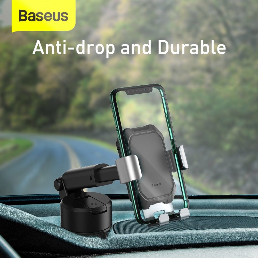 Baseus Tank Gravity Raam/Dashboard Telefoonhouder met Zuignap Zilver afbeelding 7