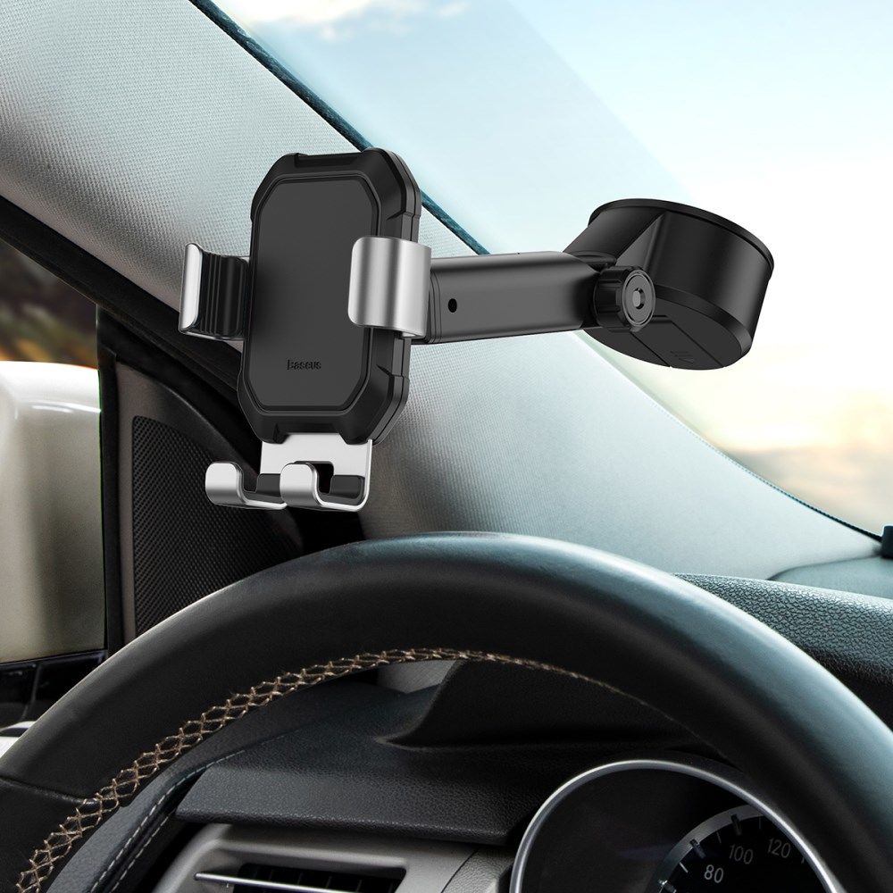 Baseus Tank Gravity Raam/Dashboard Telefoonhouder met Zuignap Zilver afbeelding 2