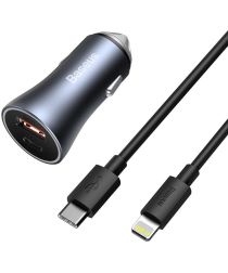 Baseus Fast Charge Autolader USB/USB-C 40W met Power Delivery Grijs
