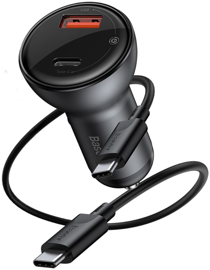 Baseus 45W Fast Charge Autolader + 60W USB-C Kabel 1M Zwart afbeelding 1