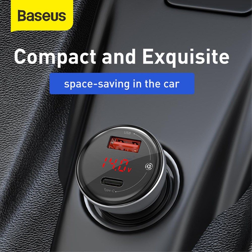 Baseus 45W Fast Charge Autolader + 60W USB-C Kabel 1M Zwart afbeelding 6