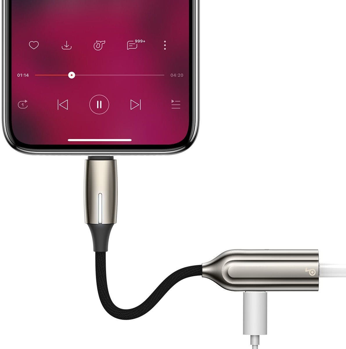 Baseus Apple Lightning Splitter naar Lightning en Audio 3.5mm Jack afbeelding 3