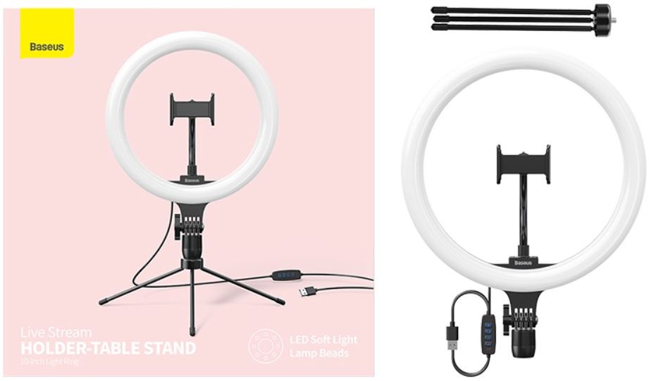 Baseus LED Ring Licht Tripod Statief en Houder voor Smartphone afbeelding 18