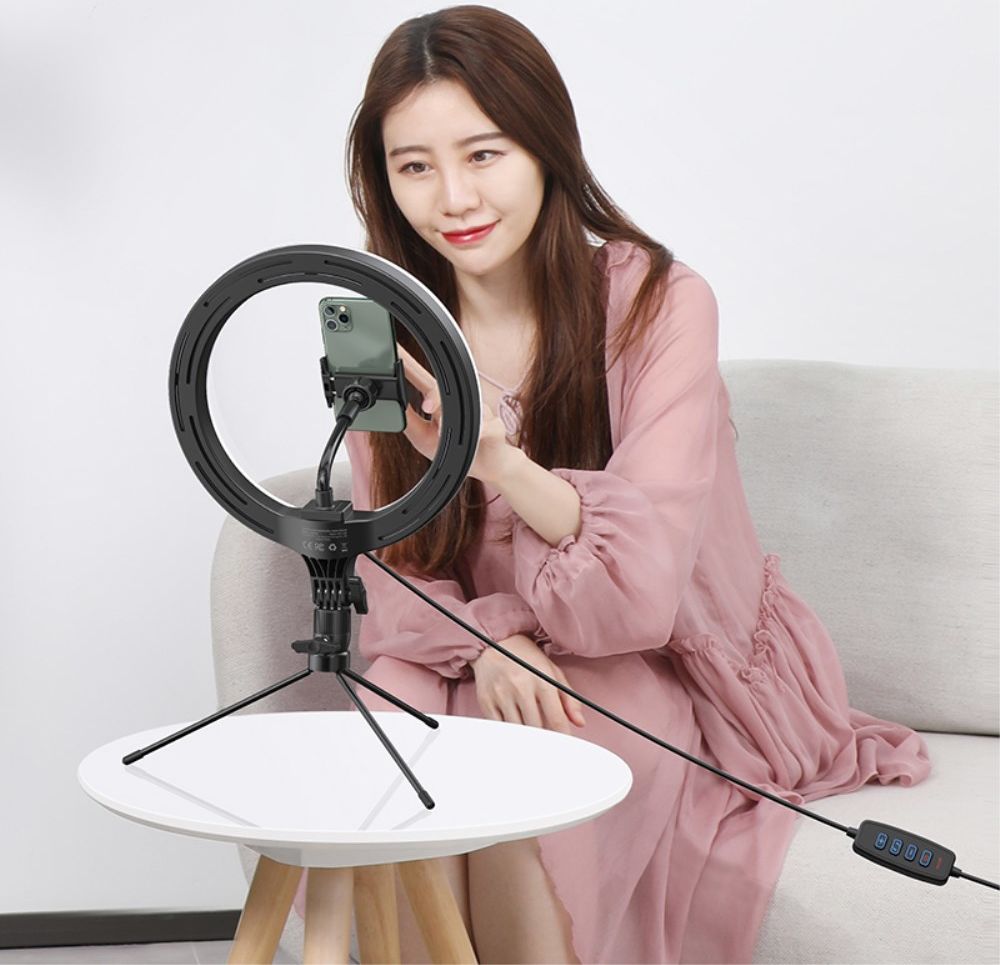 Baseus LED Ring Licht Tripod Statief en Houder voor Smartphone afbeelding 9