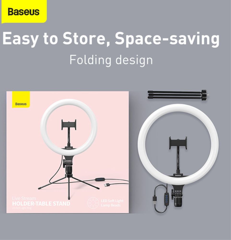 Baseus LED Ring Licht Tripod Statief en Houder voor Smartphone afbeelding 16