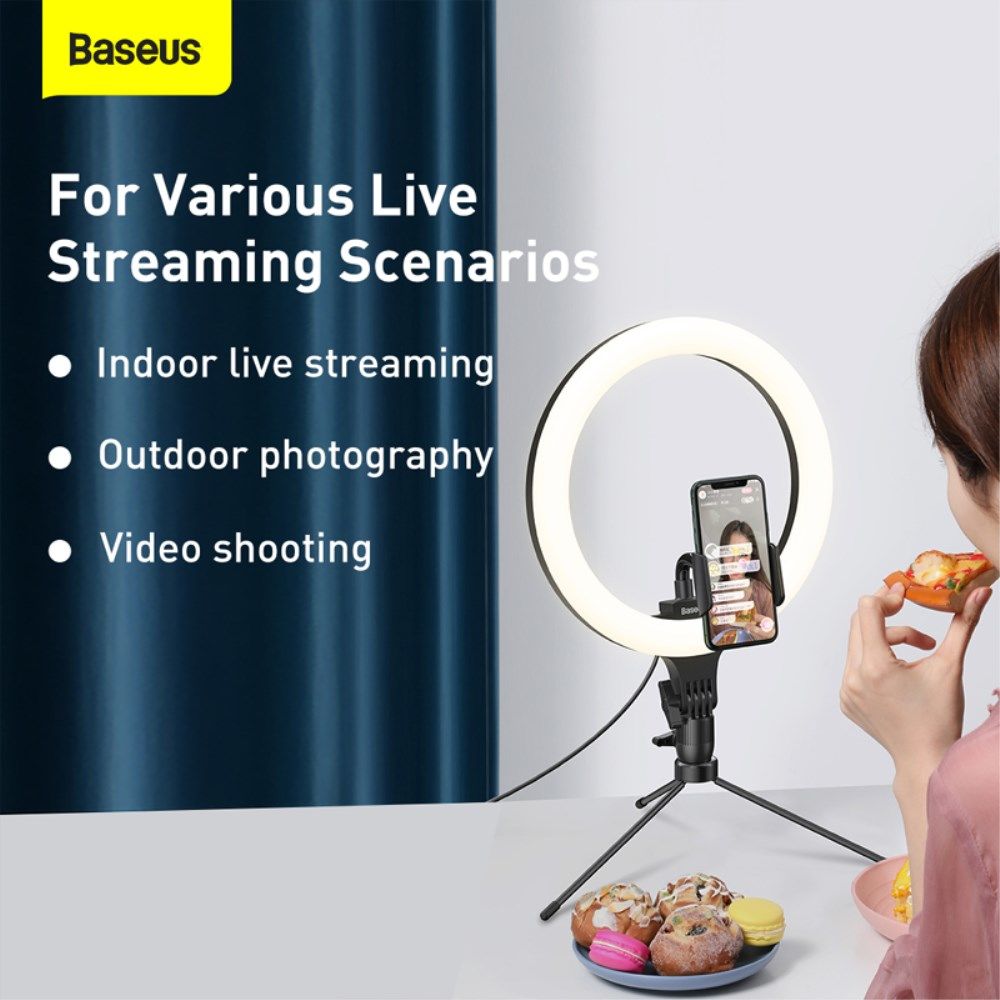 Baseus LED Ring Licht Tripod Statief en Houder voor Smartphone afbeelding 7