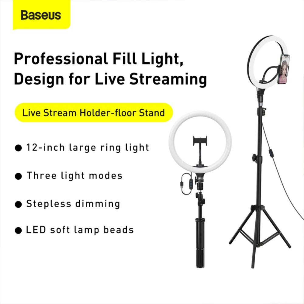 Baseus LED Ring Licht met Statief en Houder voor Smartphone afbeelding 16
