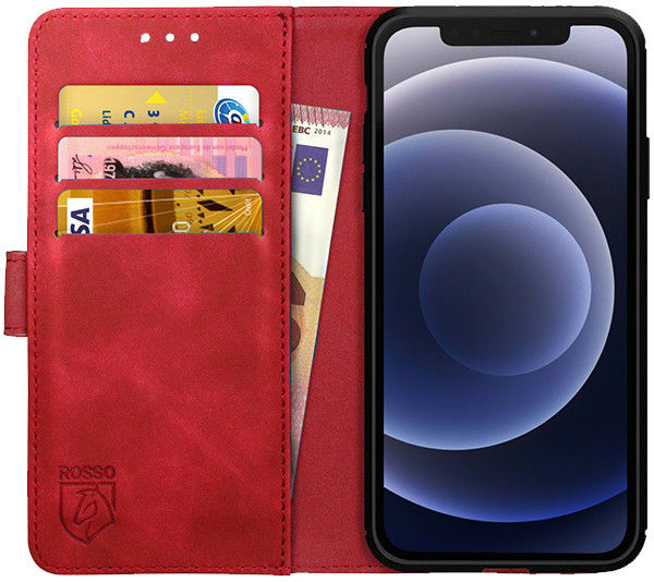 Rosso Element Apple iPhone 12 / 12 Pro Hoesje Book Cover Rood afbeelding 1