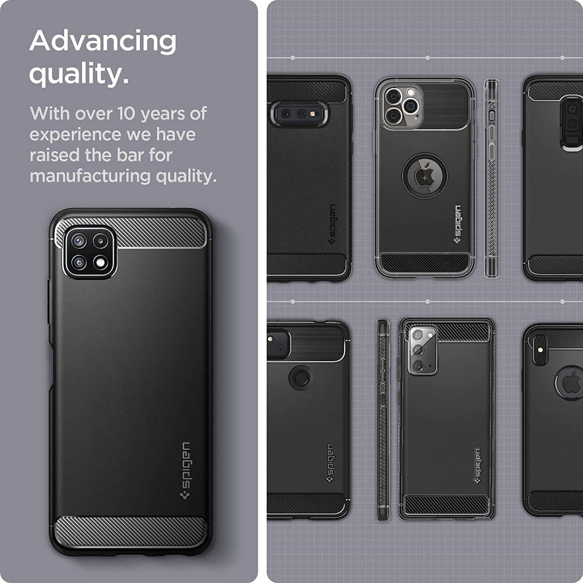 Spigen Rugged Armor Samsung Galaxy A22 5G Hoesje Back Cover Zwart afbeelding 6