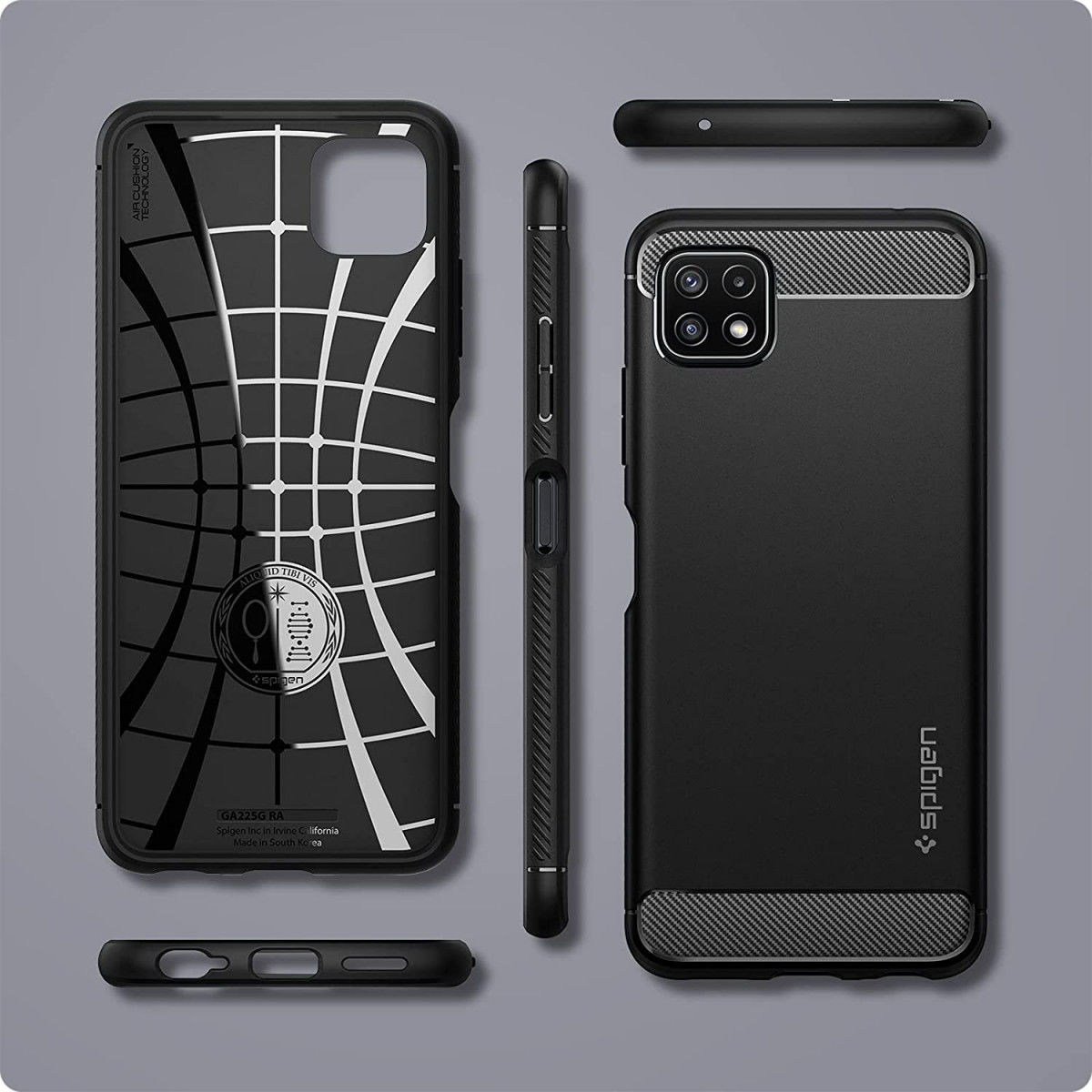 Spigen Rugged Armor Samsung Galaxy A22 5G Hoesje Back Cover Zwart afbeelding 7