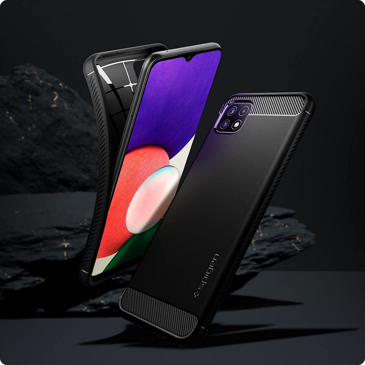 Spigen Rugged Armor Samsung Galaxy A22 5G Hoesje Back Cover Zwart afbeelding 8