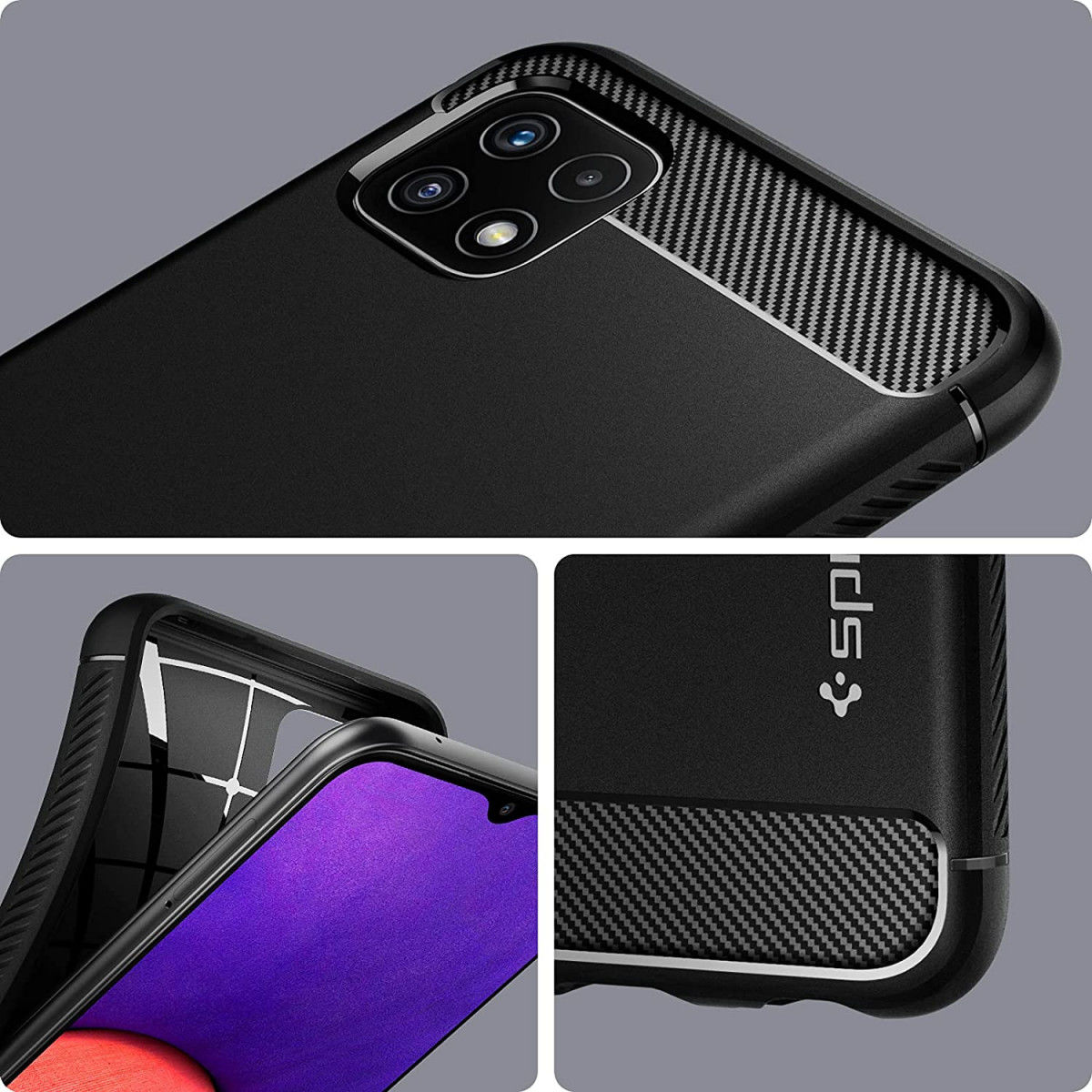 Spigen Rugged Armor Samsung Galaxy A22 5G Hoesje Back Cover Zwart afbeelding 9