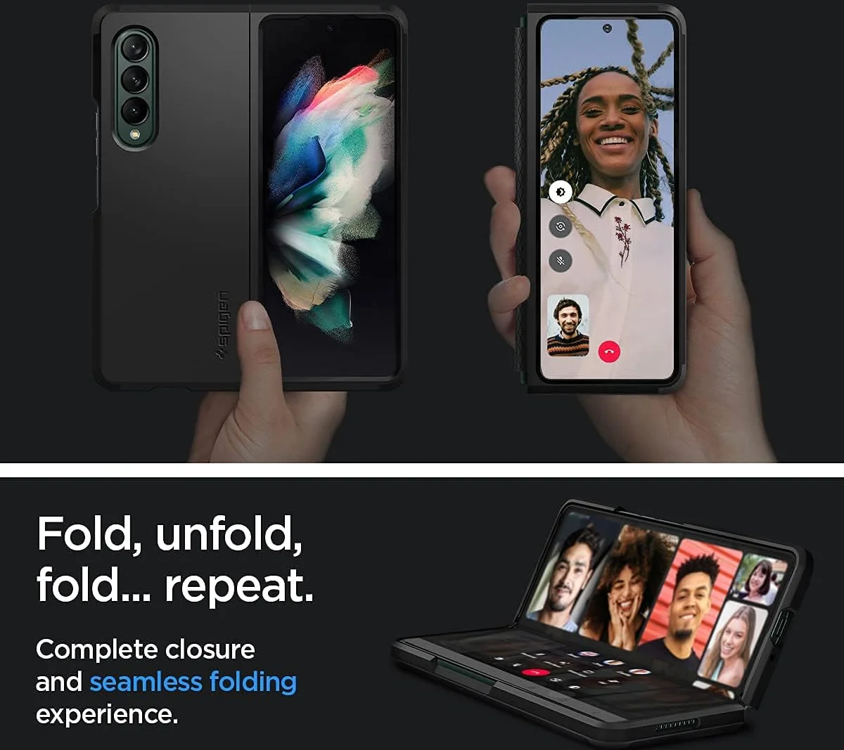 Spigen Tough Armor Samsung Galaxy Z Fold 3 Hoesje Zwart afbeelding 4