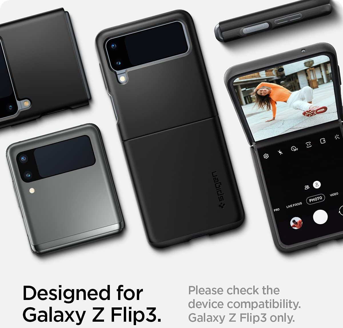 Spigen Thin Fit Samsung Galaxy Z Flip 3 Hoesje Zwart afbeelding 4