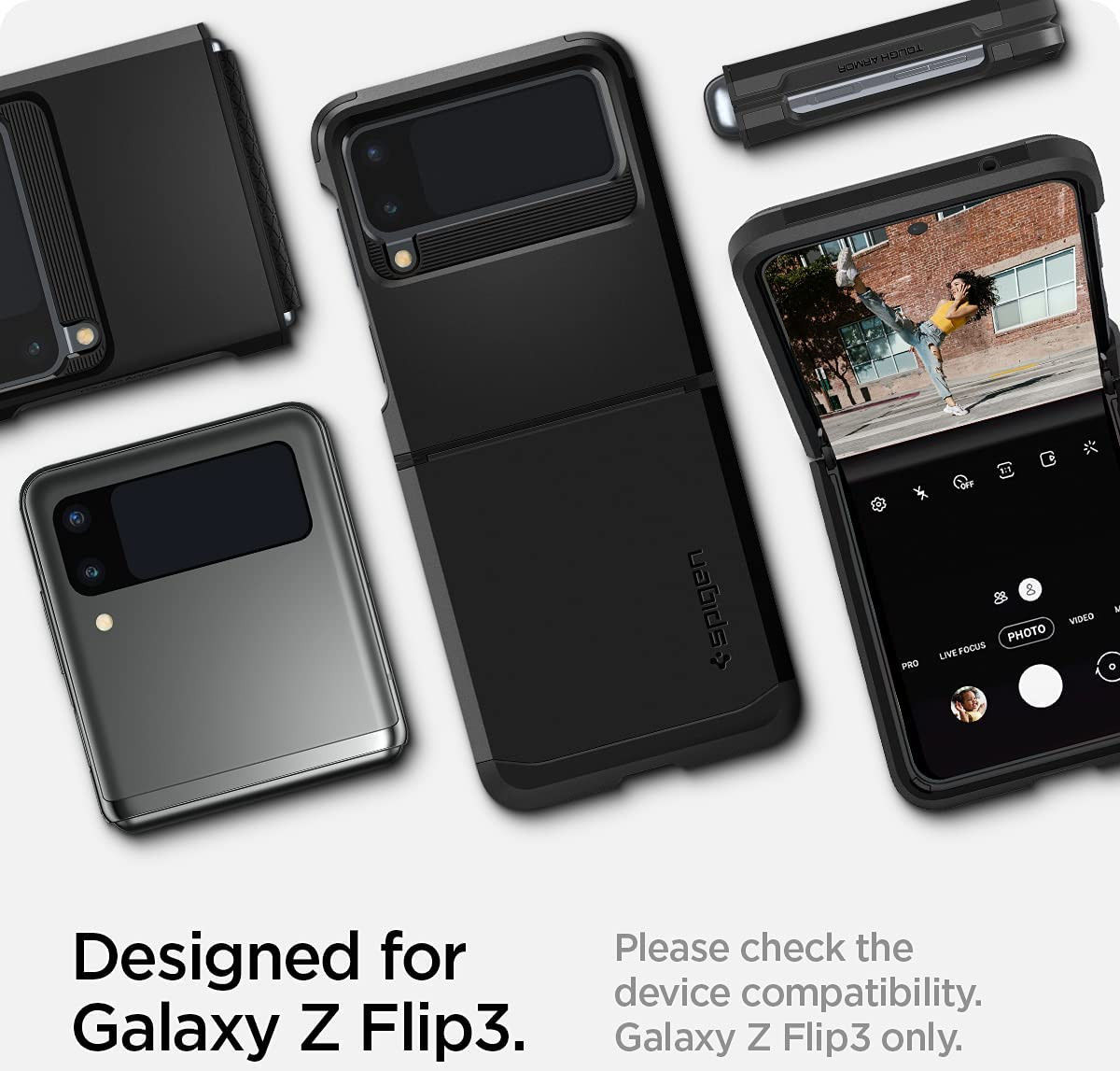 Spigen Tough Armor Samsung Galaxy Z Flip 3 Hoesje Zwart afbeelding 8