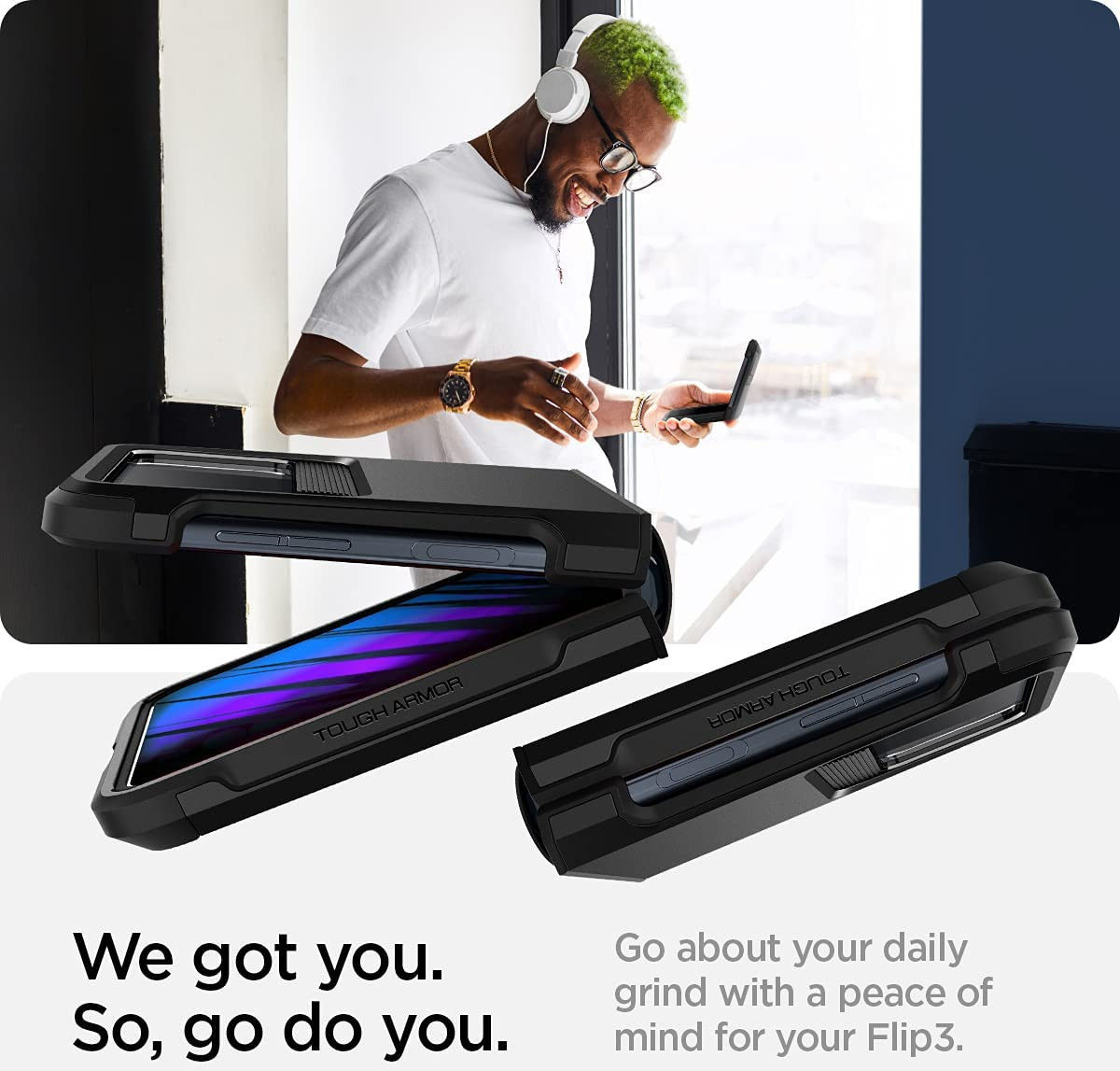 Spigen Tough Armor Samsung Galaxy Z Flip 3 Hoesje Zwart afbeelding 9
