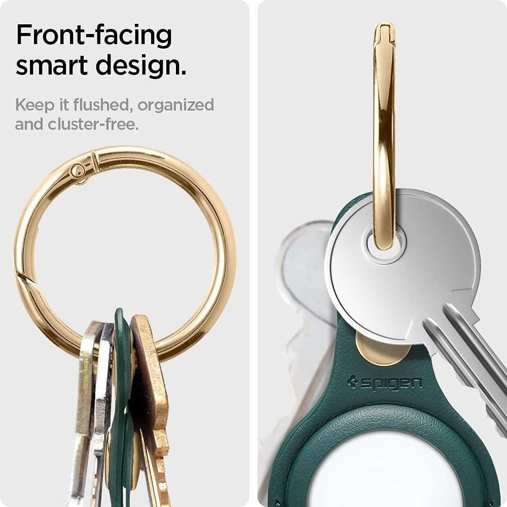 Spigen Valentinus Apple AirTag Sleutelhanger Kunstleer Hoesje Groen afbeelding 5