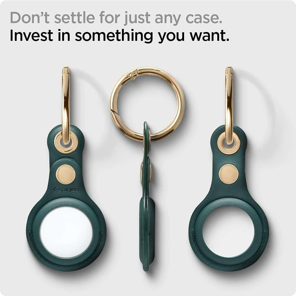 Spigen Valentinus Apple AirTag Sleutelhanger Kunstleer Hoesje Groen afbeelding 7