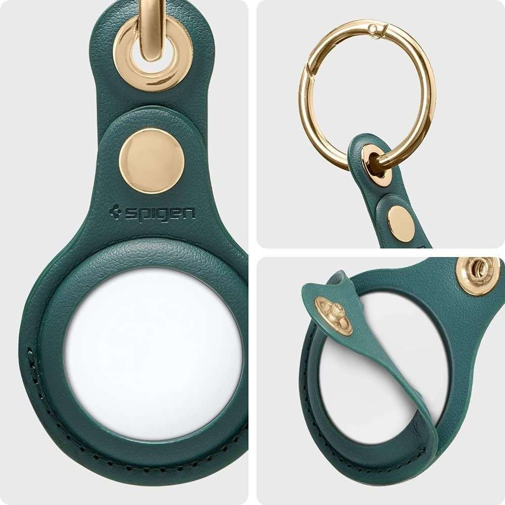 Spigen Valentinus Apple AirTag Sleutelhanger Kunstleer Hoesje Groen afbeelding 8
