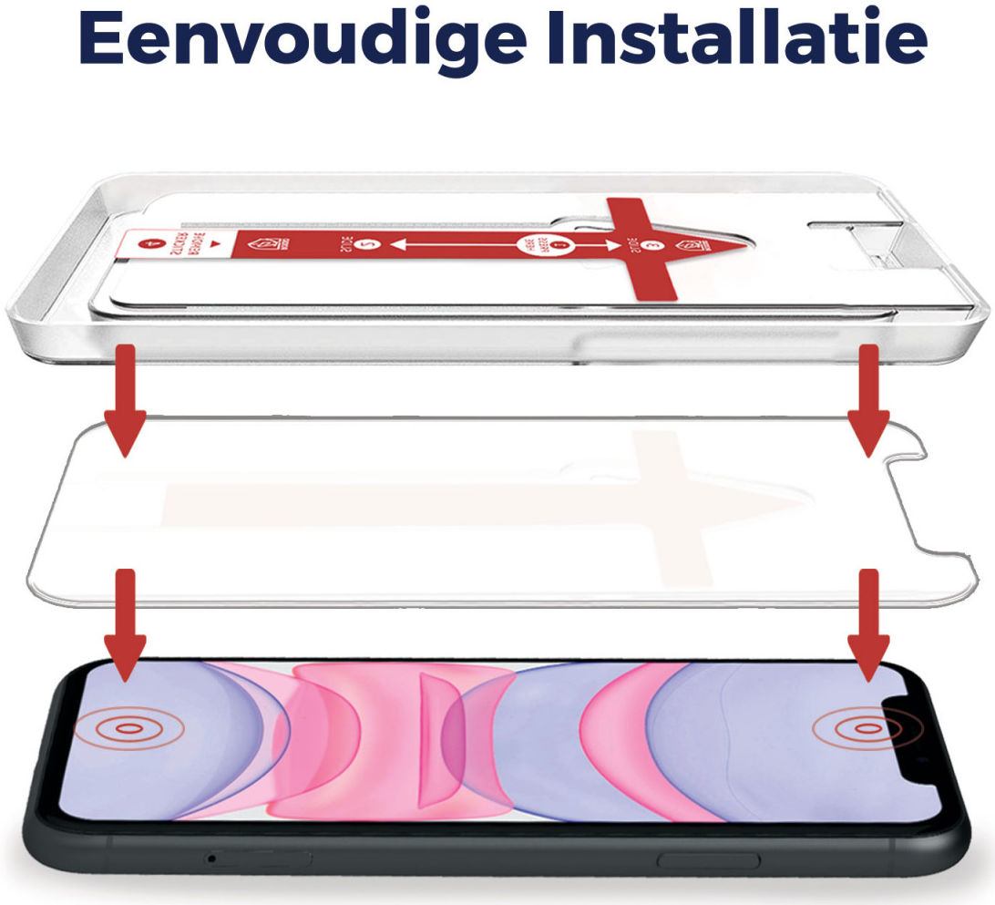 Rosso iPhone 11 Pro Max Tempered Glass Installatietray Case Friendly afbeelding 2