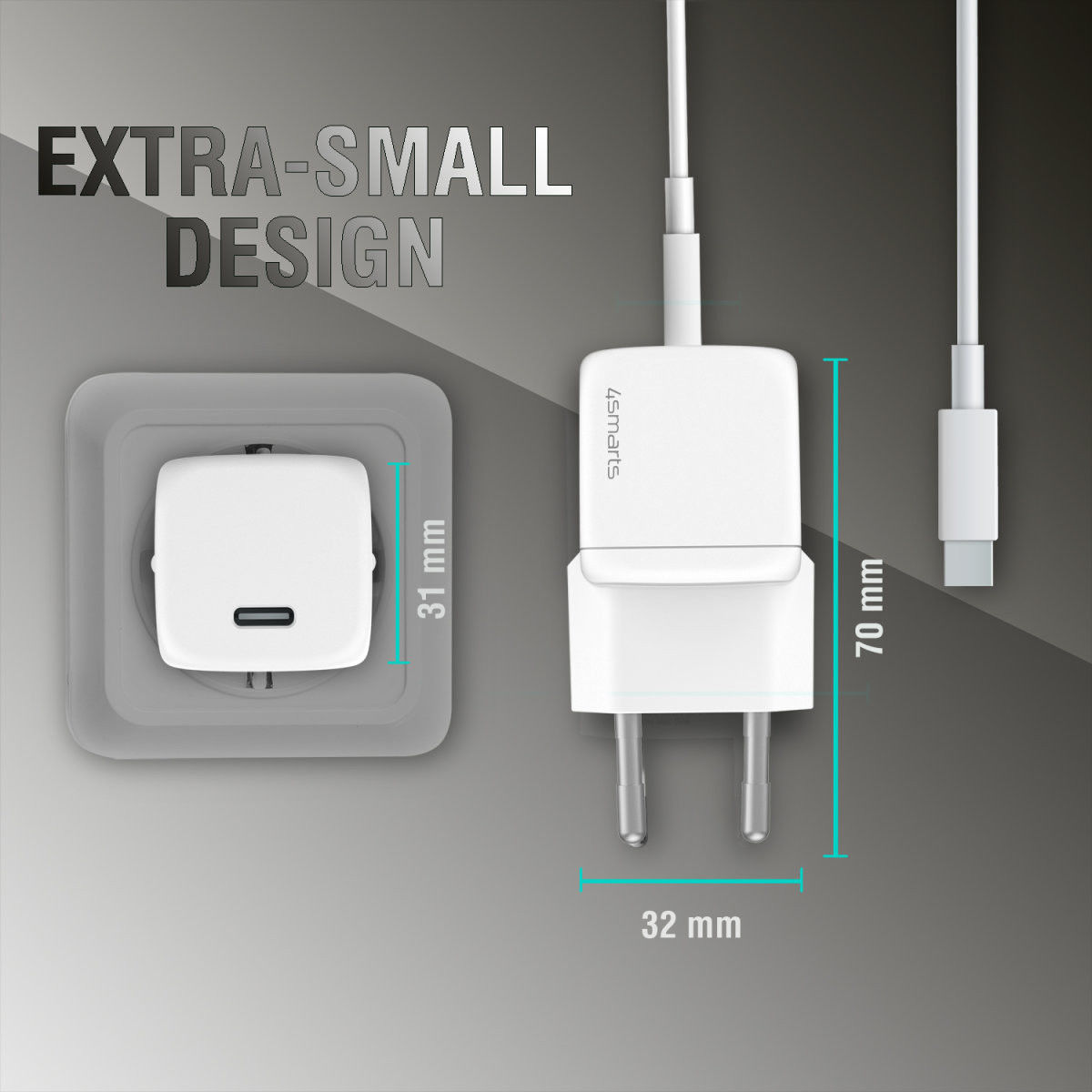 4smarts VoltPlug Mini 20W Compacte USB-C Power Delivery Adapter Wit afbeelding 7
