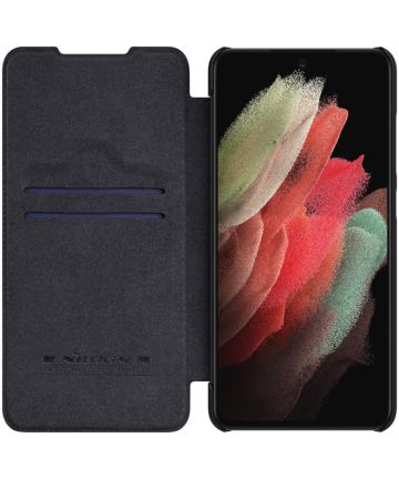 Nillkin Qin Series Samsung Galaxy S21 FE Hoesje Wallet Book Case Zwart Hoesjes