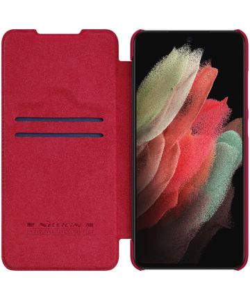 Nillkin Qin Series Samsung Galaxy S21 FE Hoesje Wallet Book Case Rood Hoesjes