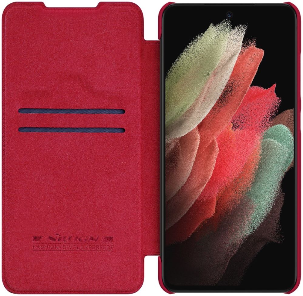 Nillkin Qin Series Samsung Galaxy S21 FE Hoesje Wallet Book Case Rood afbeelding 1