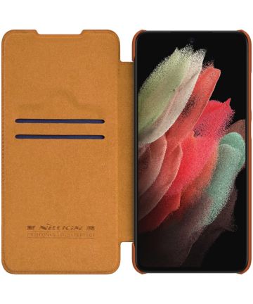 Nillkin Qin Series Samsung Galaxy S21 FE Hoesje Wallet Book Case Bruin Hoesjes