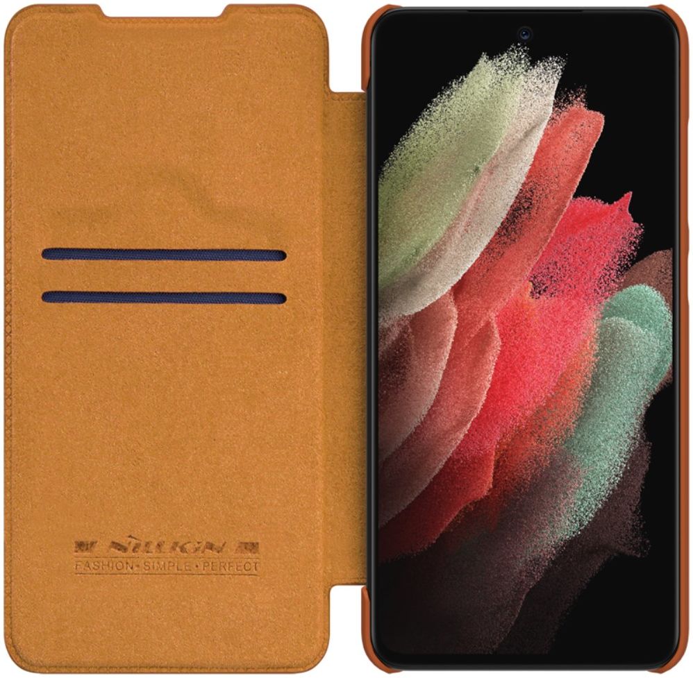 Nillkin Qin Series Samsung Galaxy S21 FE Hoesje Wallet Book Case Bruin afbeelding 1