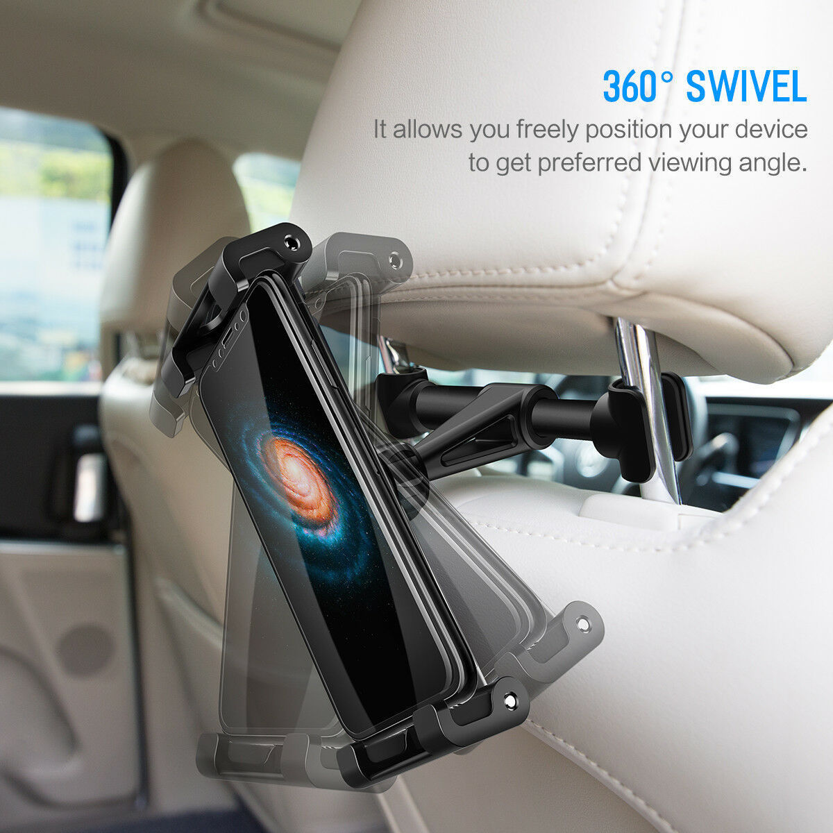 ROCK 360° Verstelbare Hoofdsteun Tablet / Smartphone Auto Houder afbeelding 11
