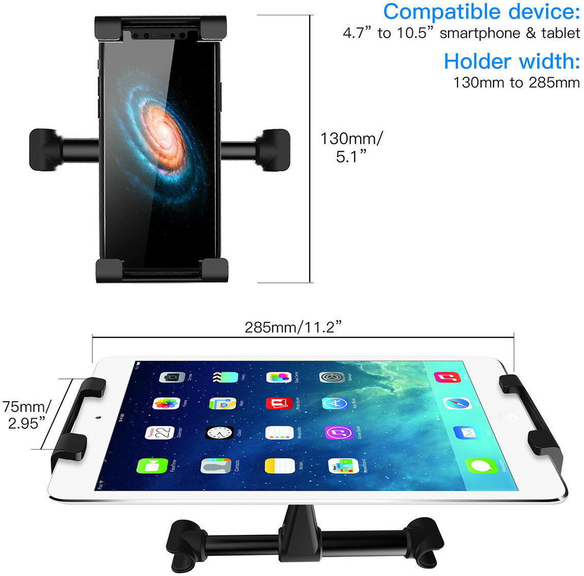 ROCK 360° Verstelbare Hoofdsteun Tablet / Smartphone Auto Houder afbeelding 13