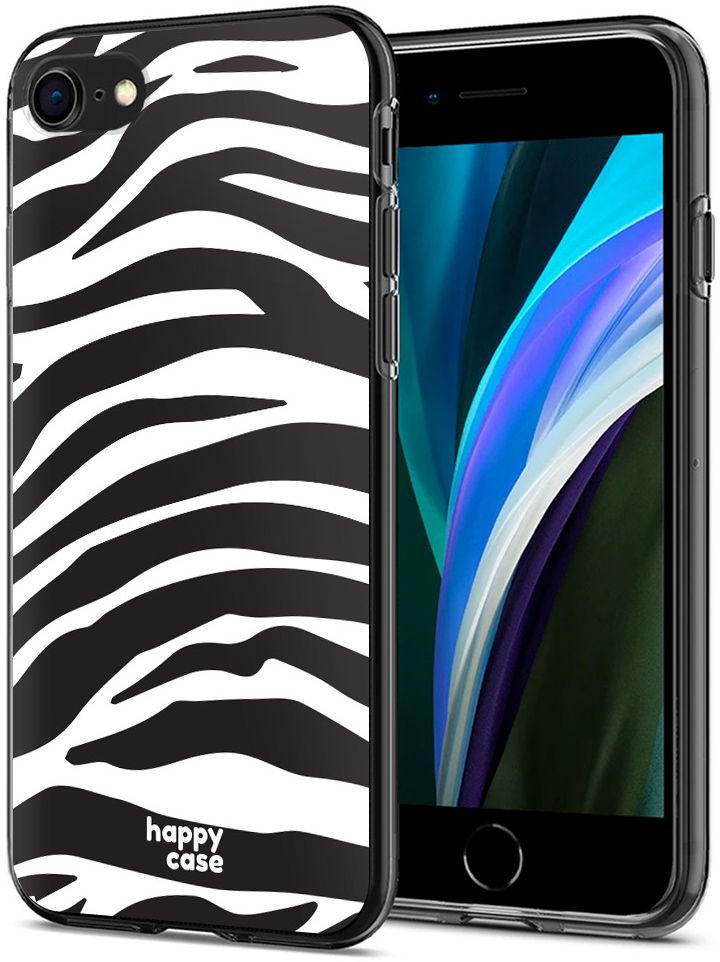 HappyCase iPhone SE 2020/2022 Hoesje Flexibel TPU Zebra Printje afbeelding 2