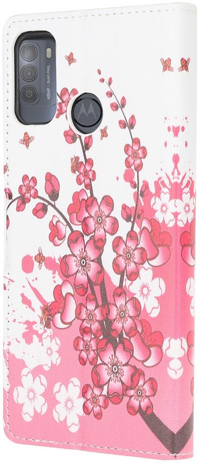 Motorola Moto G50 Hoesje Portemonnee Book Case met Bloesem Print afbeelding 2