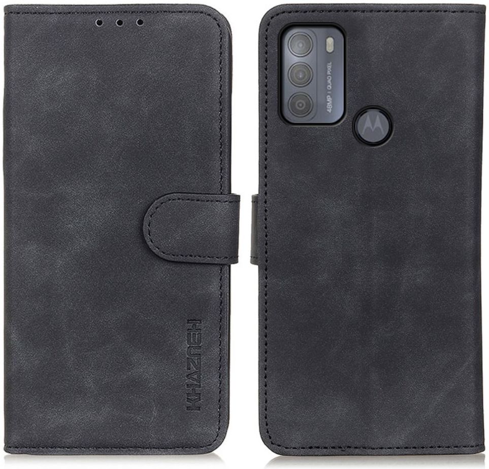 KHAZNEH Motorola Moto G50 Hoesje Retro Wallet Book Case Zwart afbeelding 3