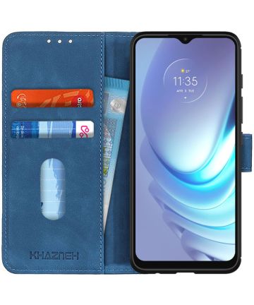 KHAZNEH Motorola Moto G50 Hoesje Retro Wallet Book Case Blauw Hoesjes