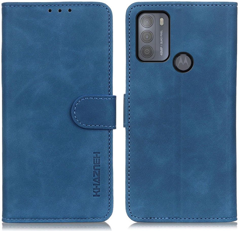 KHAZNEH Motorola Moto G50 Hoesje Retro Wallet Book Case Blauw afbeelding 3