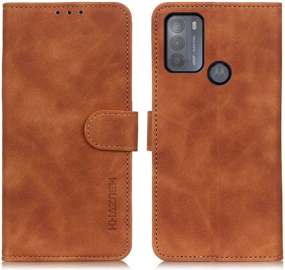 KHAZNEH Motorola Moto G50 Hoesje Retro Wallet Book Case Bruin afbeelding 3