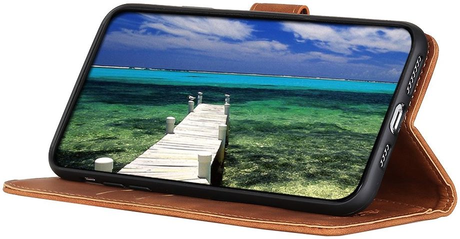 KHAZNEH Motorola Moto G50 Hoesje Retro Wallet Book Case Bruin afbeelding 7