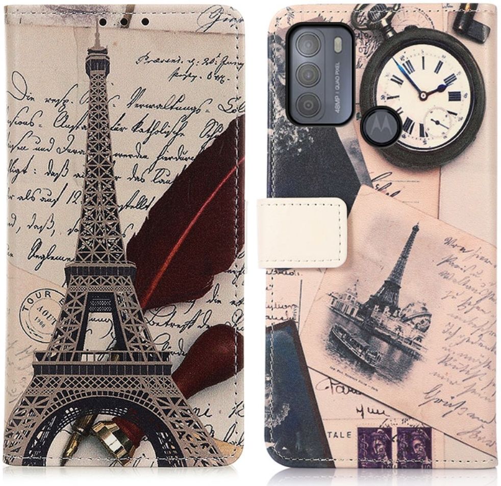 Motorola Moto G50 Hoesje Portemonnee Book Case met Eiffeltoren Print afbeelding 3