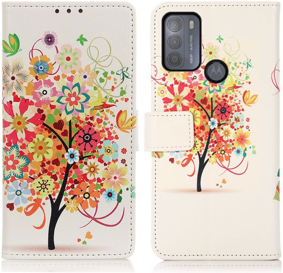 Motorola Moto G50 Hoesje Portemonnee Book Case met Bloem Print afbeelding 3