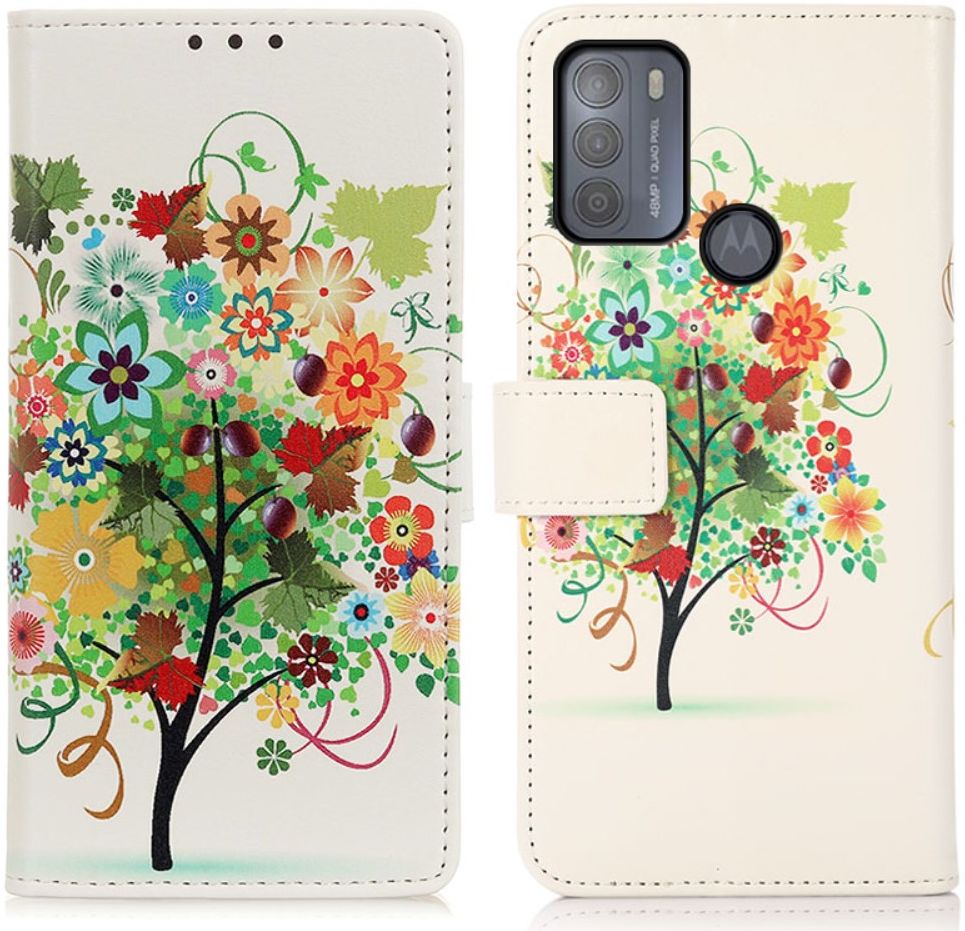 Motorola Moto G50 Hoesje Portemonnee Book Case met Tree Print afbeelding 3