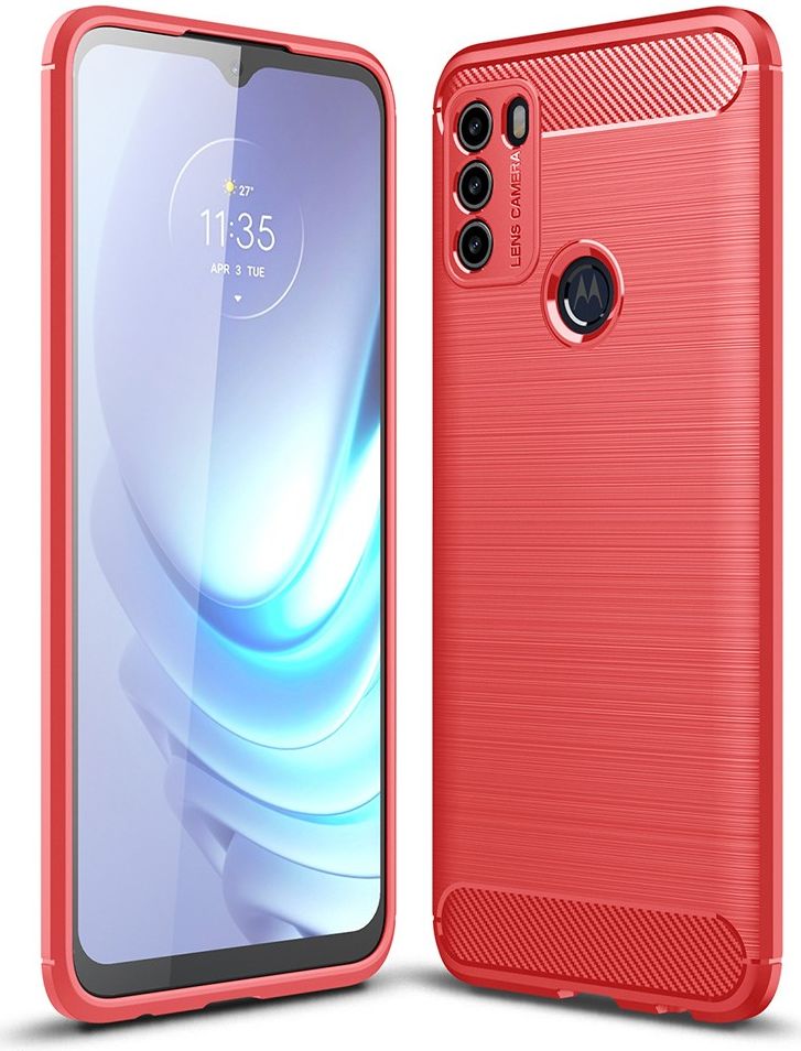 Motorola Moto G50 Hoesje Geborsteld TPU Flexibele Back Cover Rood afbeelding 4