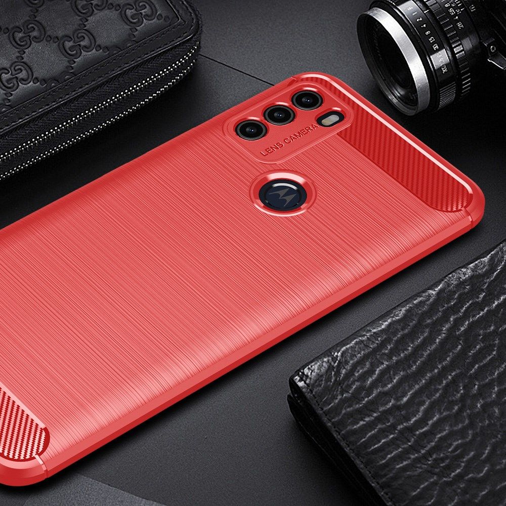 Motorola Moto G50 Hoesje Geborsteld TPU Flexibele Back Cover Rood afbeelding 3
