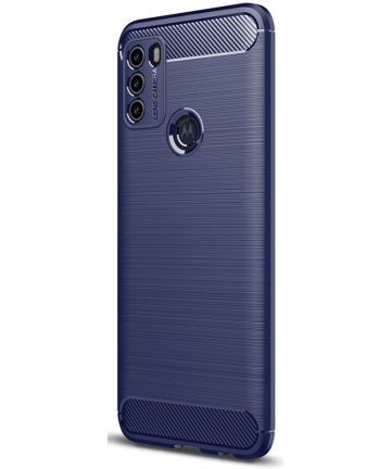 Motorola Moto G50 Hoesje Geborsteld TPU Flexibele Back Cover Blauw Hoesjes