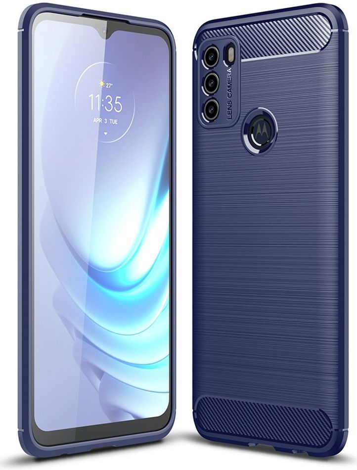 Motorola Moto G50 Hoesje Geborsteld TPU Flexibele Back Cover Blauw afbeelding 4