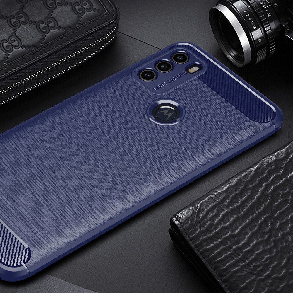 Motorola Moto G50 Hoesje Geborsteld TPU Flexibele Back Cover Blauw afbeelding 3