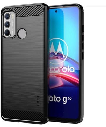 MOFI Motorola Moto G60 Hoesje Geborsteld TPU Back Cover Zwart Hoesjes