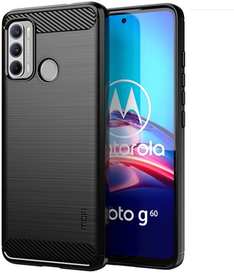 MOFI Motorola Moto G60 Hoesje Geborsteld TPU Back Cover Zwart afbeelding 1