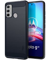 MOFI Motorola Moto G60 Hoesje Geborsteld TPU Back Cover Blauw